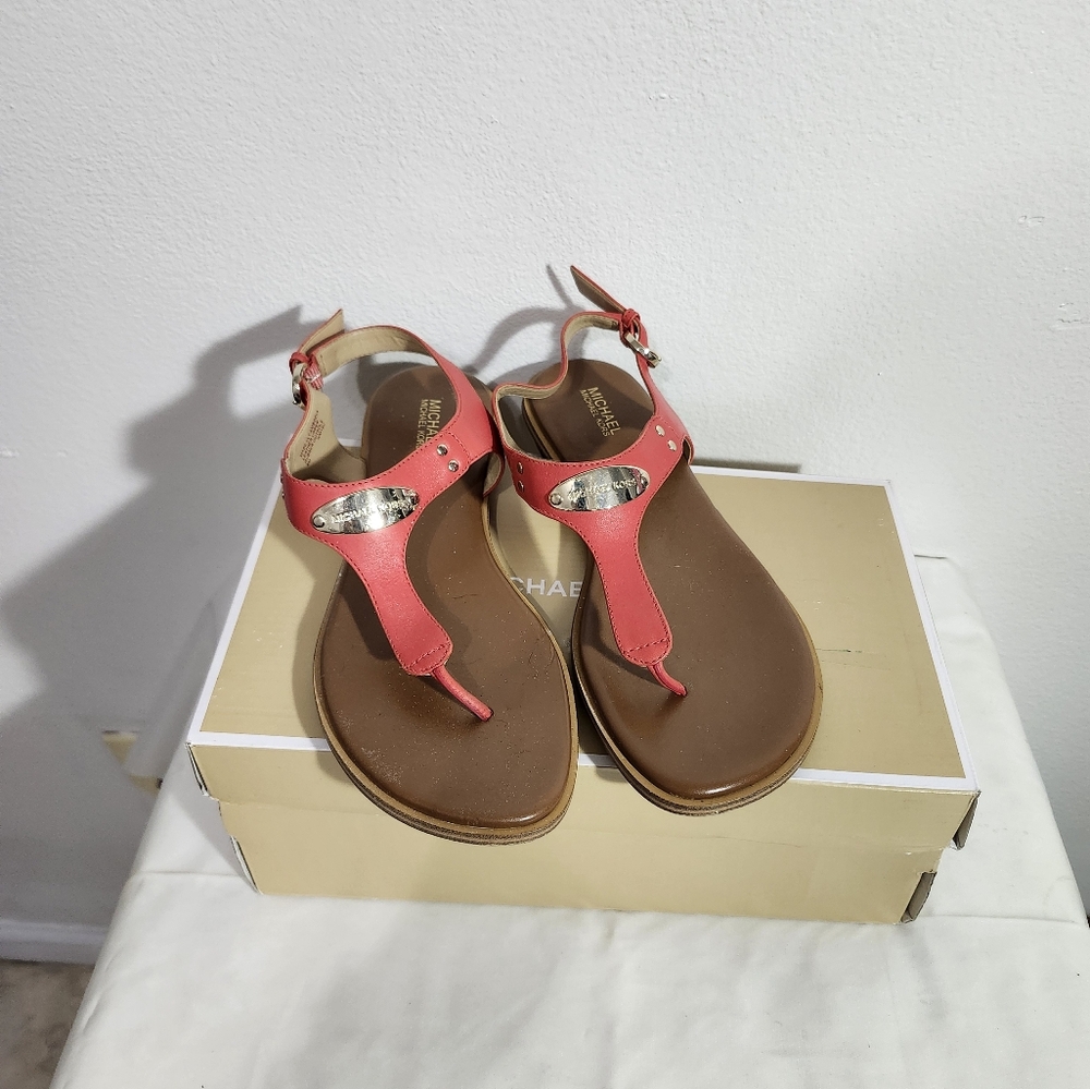 Michael Kors Dark Orange and Brown Sandals with Minimalist Design